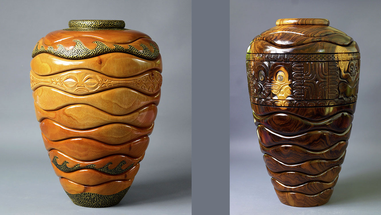Vases marquisien ondulés sculptés Phil Cristo