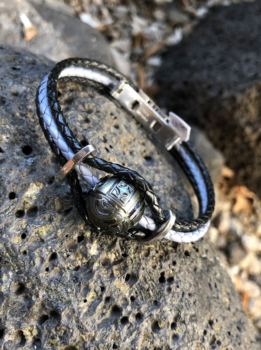 Minimaliste Naturel Noir Obsidian Bracelet hommes 6 mm de perles breloque Oysterlock Hombre