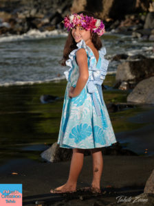 La vrai robe princesse bleue de chez Abadi Création Tahiti