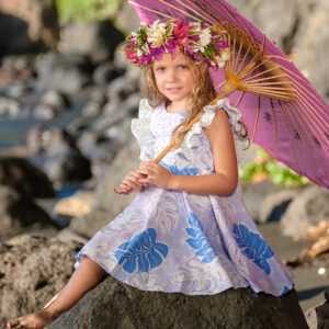 La vrai robe princesse bleue foncé de chez Abadi Création Tahiti